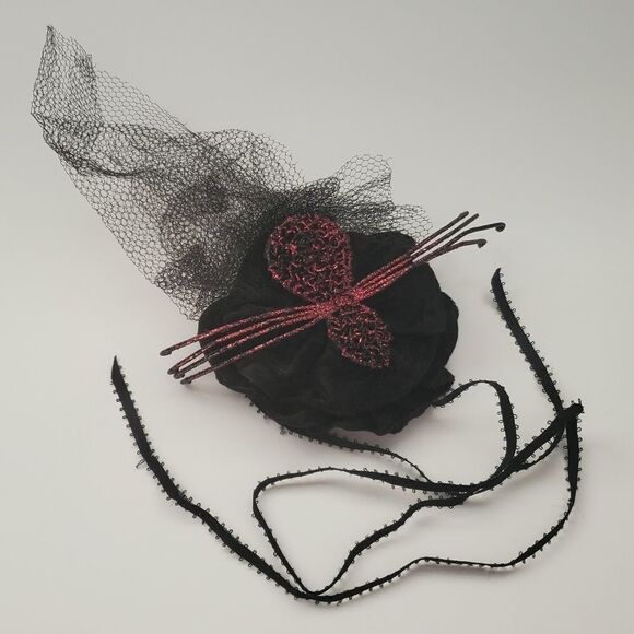 Purple Spider Black Velvet Gothic Halloween Headpiece Hair Accessory